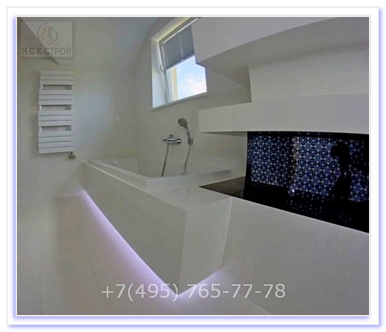 Выполнили ремонт ванной комнаты под ключ в Москве недорого с подсветкой самой ванной